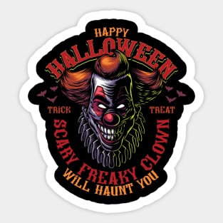 Halloween - Scary Freaky Clown Illustration Sticker